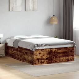 Berkfield Home Bed Frame without Mattress Smoked Oak 120x190 cm Small Double in Brown - thumbnail 2