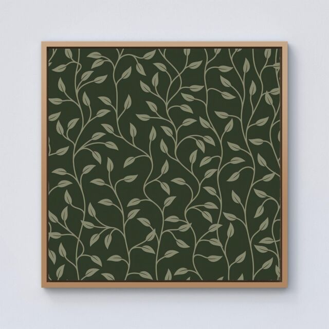 Warren Reed - Designer Green Shrub With Leaves Framed Canvas in Light Brown - Size: w10 inch x h10 inch - image 1