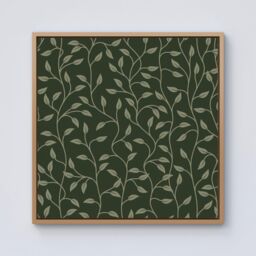 Warren Reed - Designer Green Shrub With Leaves Framed Canvas in Light Brown - Size: w10 inch x h10 inch - thumbnail 1