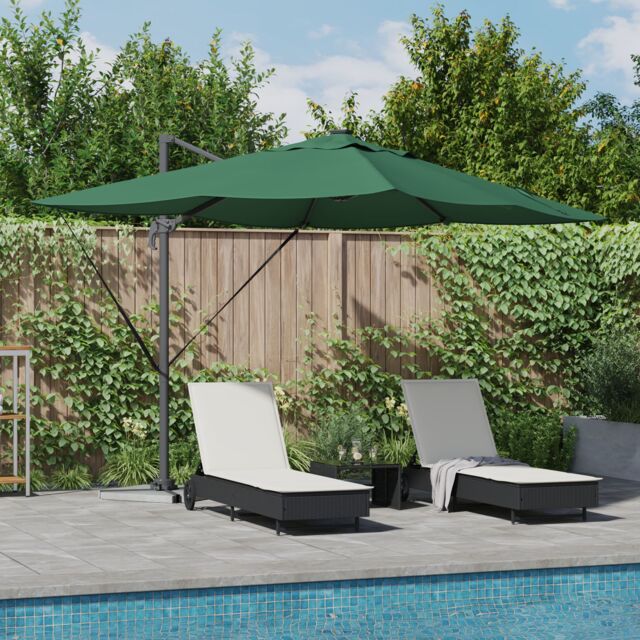 Berkfield Home Cantilever Roma Parasol with LEDs Green 352x251x265 cm Aluminium - Size: 352 x 251 x 265 cm - image 1