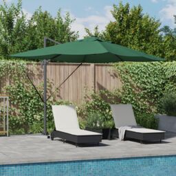 Berkfield Home Cantilever Roma Parasol with LEDs Green 352x251x265 cm Aluminium - Size: 352 x 251 x 265 cm - thumbnail 1