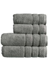 CHRISTY 'Antalya' 100% Turkish Cotton 4 Piece Luxury Bath Towel Set in Grey - thumbnail 1