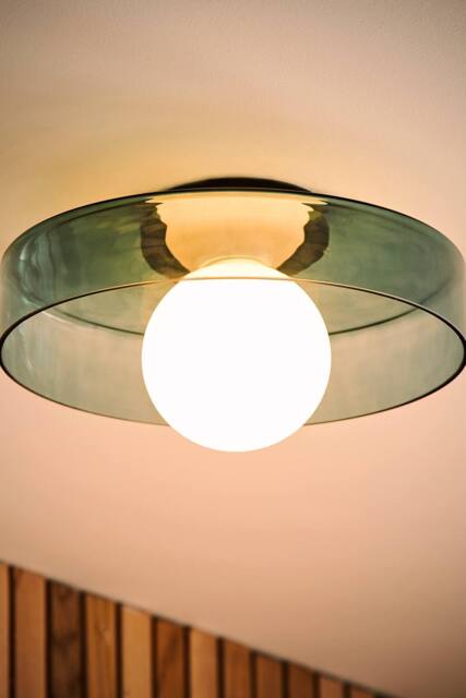 ValueLights Newbury Glass with Globe Shade IP44 Bathroom Ceiling Light & Bulb in Jade - image 1