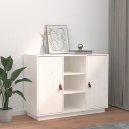 Berkfield Home Sideboard White 100x40x75 cm Solid Wood Pine - Size: 100 x 40 x 75 cm - thumbnail 1