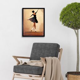 "Artery8 Wall Art Print Graceful Ballet Dancer In Black Dress Art Framed - Size: W12"" x H16""" - thumbnail 2