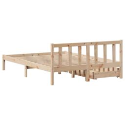 Berkfield Home Bed Frame without Mattress 140x190 cm Solid Wood Pine in Brown - thumbnail 6