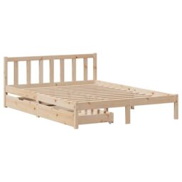 Berkfield Home Bed Frame without Mattress 140x190 cm Solid Wood Pine in Brown - thumbnail 3