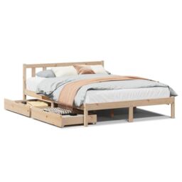 Berkfield Home Bed Frame without Mattress 140x190 cm Solid Wood Pine in Brown - thumbnail 2