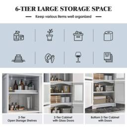 Kelvenix Wood Tall Cabinet 2 Doors Display Organizer Free-Standing Pantry in White - Size: 0.6m2 - thumbnail 3