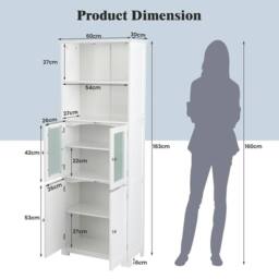 Kelvenix Wood Tall Cabinet 2 Doors Display Organizer Free-Standing Pantry in White - Size: 0.6m2 - thumbnail 2
