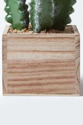 Homescapes Artificial Cactus Plant In Wooden Pot, 33 cm Tall in Green - thumbnail 4