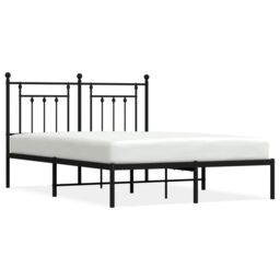 Berkfield Home Metal Bed Frame with Headboard Black 140x200 cm - thumbnail 2