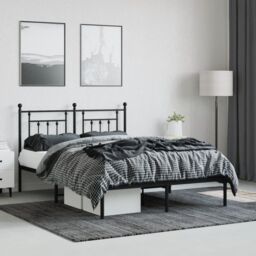 Berkfield Home Metal Bed Frame with Headboard Black 140x200 cm - thumbnail 3