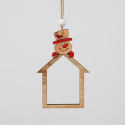 Shatchi Christmas Tree Ornaments Wooden Aesthetic Hanging Decorations set of 3 pcs Xmas DIY Holiday Home Décor in Brown - thumbnail 3