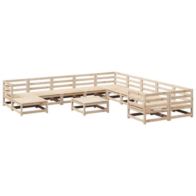 Berkfield Home 12 Piece Garden Sofa Set Solid Wood Pine in Light Tan - image 1