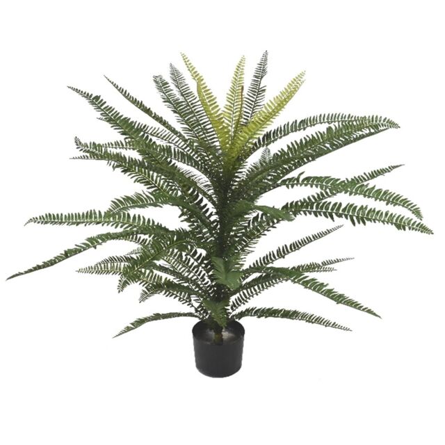Leaf Boston Fern Plant with 49 Leaves 75cm Fire Retardant Plastic in Green