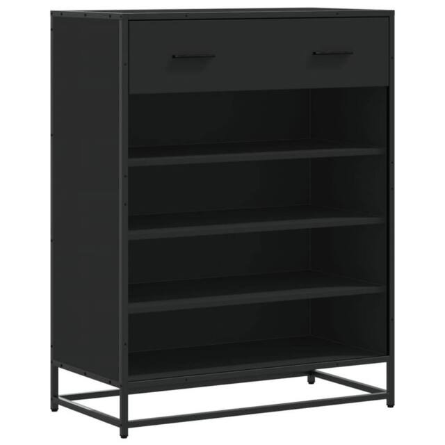 Berkfield Home Shoe Cabinet Black 75x38x97.5 cm Engineered Wood & Metal - image 1