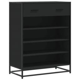 Berkfield Home Shoe Cabinet Black 75x38x97.5 cm Engineered Wood & Metal