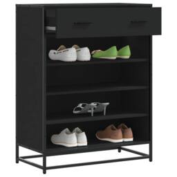 Berkfield Home Shoe Cabinet Black 75x38x97.5 cm Engineered Wood & Metal - thumbnail 2