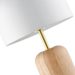 Happy Homewares Modern Designer Wooden Table Lamp with White Gloss Domed Metal Shade in Brown - thumbnail 4