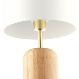Happy Homewares Modern Designer Wooden Table Lamp with White Gloss Domed Metal Shade in Brown - thumbnail 5
