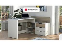 Vente-unique Corner Desk - MDF - 3 Drawers & 2 Shelves - White & Oak - DECLAN II in Light Oak - thumbnail 4