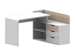 Vente-unique Corner Desk - MDF - 3 Drawers & 2 Shelves - White & Oak - DECLAN II in Light Oak - thumbnail 2