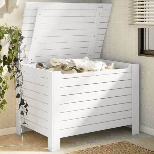 Berkfield Home Storage Box with Lid RANA White 100x49x54 cm Solid Wood Pine - Size: 100 x 49 x 54 cm - image 1