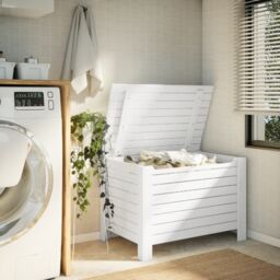 Berkfield Home Storage Box with Lid RANA White 100x49x54 cm Solid Wood Pine - Size: 100 x 49 x 54 cm - thumbnail 3