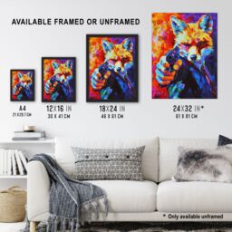 "Artery8 Fox Secret Agent Vibrant Conceptual Art Portrait Framed Art Print in Orange - Size: W12"" x H16""" - thumbnail 3
