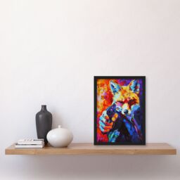 "Artery8 Fox Secret Agent Vibrant Conceptual Art Portrait Framed Art Print in Orange - Size: W12"" x H16""" - thumbnail 4