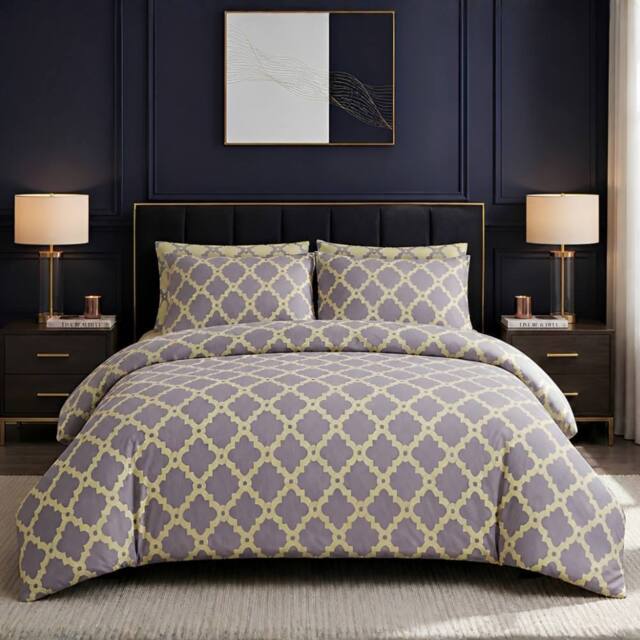 Pamposh Duvet Cover Set Reversible Quilt Covers Luxury Bedding Sets in Yellow - Size: Double - image 1