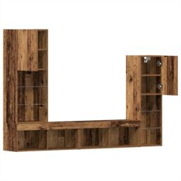 Berkfield Home TV Cabinet with LED Lights Old Wood 40.5x30x102 cm in Brown - thumbnail 6