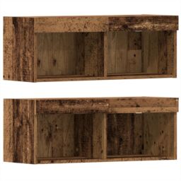 Berkfield Home TV Cabinet with LED Lights Old Wood 40.5x30x102 cm in Brown - thumbnail 7