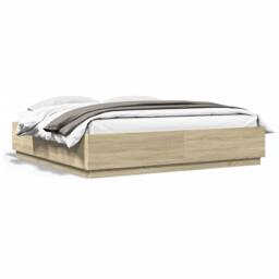 Berkfield Home Bed Frame with LED without Mattress Sonoma Oak 200x200 cm in Light Oak - thumbnail 5