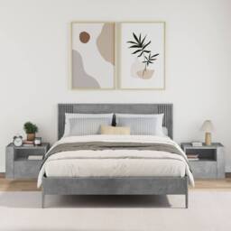 Berkfield Home Wall-mounted Bedside Cabinets 2 pcs Concrete Grey 45x30x35 cm - Size: 45 x 30 x 35 cm - thumbnail 3