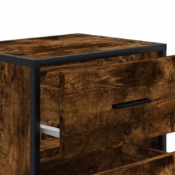 Berkfield Home Wall-mounted Bedside Cabinet Smoked Oak 40x31x39.5 cm in Brown - thumbnail 9