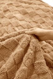 Living and Home Reversible Soft Checkered Throw Blanket in Light Brown - Size: Small - thumbnail 2