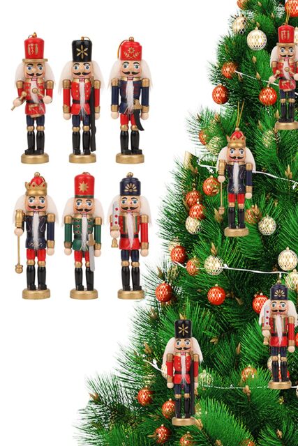 Neel Blue 13cm Wooden Nutcracker Soldier Ornaments - 6pcs - image 1