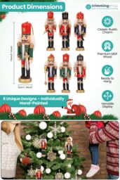 Neel Blue 13cm Wooden Nutcracker Soldier Ornaments - 6pcs - thumbnail 2