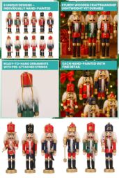 Neel Blue 13cm Wooden Nutcracker Soldier Ornaments - 6pcs - thumbnail 4
