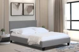 Comfy Living Ltd Modern Hopsack Fabric Upholstered Bedframe in Light Grey - Size: Single - thumbnail 1