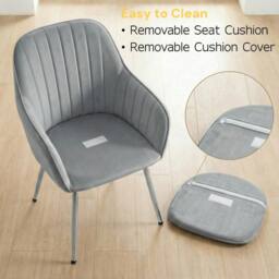 Alivio Set of 2 Upholstered Velvet Dining Arm Chairs with Removable Cushion in Grey - thumbnail 5