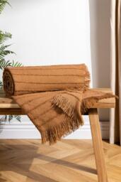 Hazie Linear Yarn Woven Fringed Throw