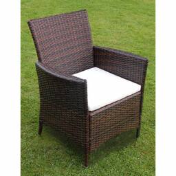 Berkfield Home 7 Piece Outdoor Dining Set with Cushions Poly Rattan Brown - thumbnail 7