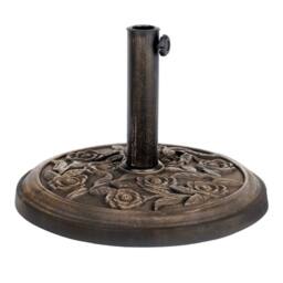 LIVIVO Parasol Base 9kg Garden Umbrella Base Stand Floral Design Heavy Duty Resin for Parasol Poles up to 50mm in Bronze