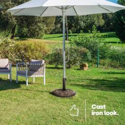 LIVIVO Parasol Base 9kg Garden Umbrella Base Stand Floral Design Heavy Duty Resin for Parasol Poles up to 50mm in Bronze - thumbnail 2