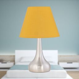 First Choice Lighting Romana - Brushed Chrome Touch Operated Table Lamp with Ochre Shade in Silver - thumbnail 3