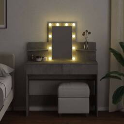 Berkfield Home Beautiful Dressing Table with LED Concrete Grey 100x40x130 cm - Size: 100 x 40 x 130 cm