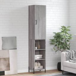 Berkfield Home Highboard Grey Sonoma 34.5x34x180 cm Engineered Wood - thumbnail 2